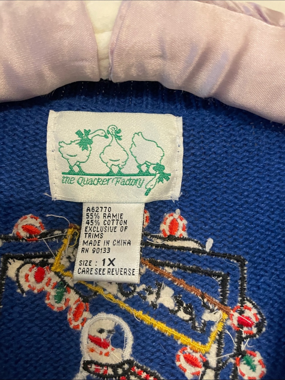 Vintage Blue Women's Holiday Snowman Cardigan Sweater - Picture 6 of 8